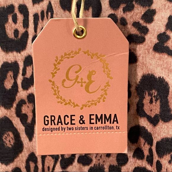 Grace & Emma shirt Leopard Animal Print & Flirty cross cross Top NWT S - Picture 3 of 7